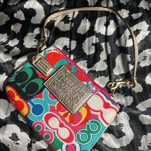 Coach Vibrant Multicolor Wristlet with Gold Details